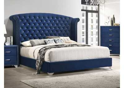 Image for Melody Queen Wingback Upholstered Bed Pacific Blue
