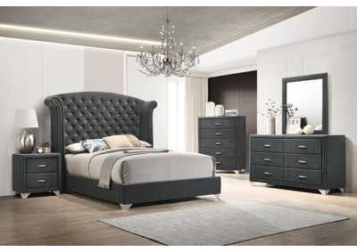 Image for Melody 4-Piece Eastern King Tufted Upholstered Bedroom Set Grey