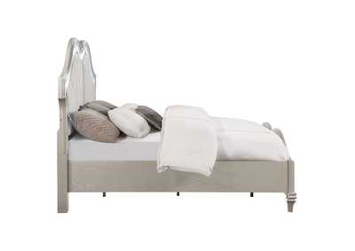 Evangeline Tufted Upholstered Platform Eastern King Bed Ivory and Silver Oak,Coaster Furniture