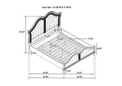 Evangeline Tufted Upholstered Platform Eastern King Bed Ivory and Silver Oak,Coaster Furniture