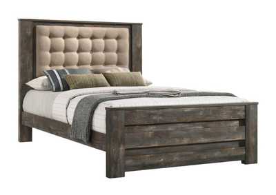 Image for Ridgedale Tufted Headboard Eastern King Bed Latte and Weathered Dark Brown
