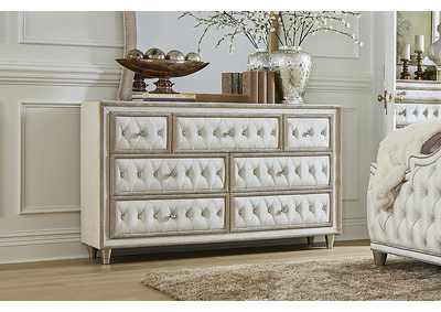 Image for Antonella 7-drawer Upholstered Dresser Ivory and Camel