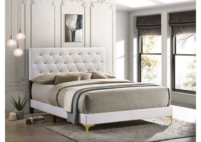 Kendall Tufted Upholstered Panel California King Bed White