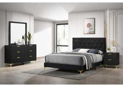 Image for Kendall 4-piece Tufted Panel Queen Bedroom Set Black and Gold
