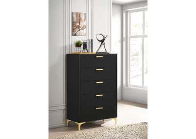 Image for Kendall 5-Drawer Chest Black and Gold