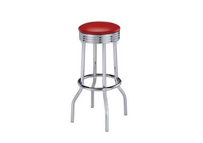 Image for Hopkins Upholstered Top Bar Stools Red And Chrome (Set Of 2)