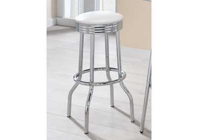 Image for Theodore Upholstered Top Bar Stools White And Chrome (Set Of 2)