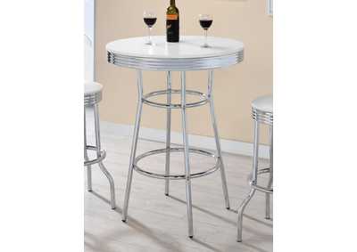 Theodore Round Bar Table Chrome And Glossy White,Coaster Furniture