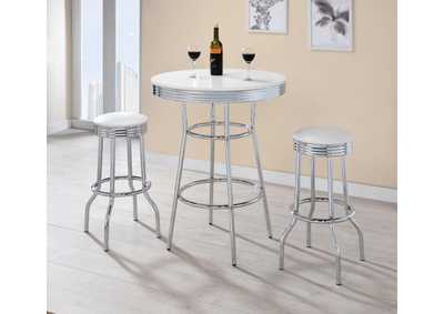 Theodore Round Bar Table Chrome And Glossy White,Coaster Furniture