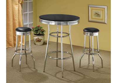 Round Bar Table Black and Chrome,Coaster Furniture