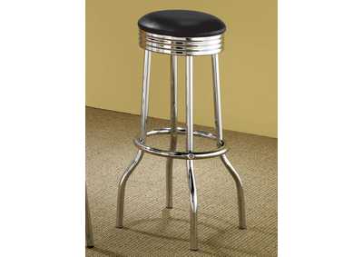 Image for Upholstered Top Bar Stools Black and Chrome (Set of 2)