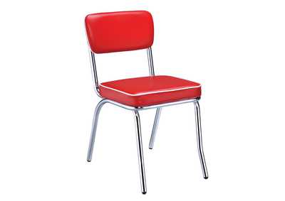 Retro Open Back Side Chairs Red And Chrome [Set of 2],Coaster Furniture