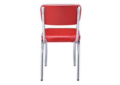 Retro Open Back Side Chairs Red And Chrome [Set of 2],Coaster Furniture