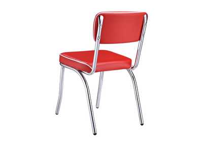 Retro Open Back Side Chairs Red and Chrome (Set of 2),Coaster Furniture