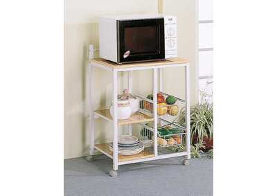 2-shelf Kitchen Cart Natural Brown and White,Coaster Furniture