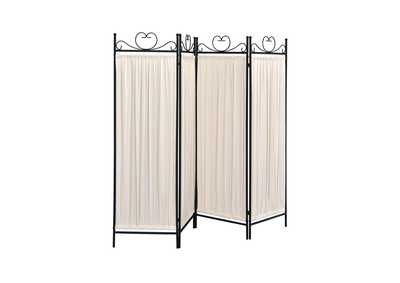 Swirl Traditional Black and Gold Four-Panel Folding Screen