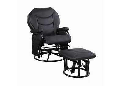 Image for Upholstered Glider Recliner with Ottoman Black