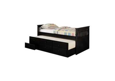 Twin Captain's Daybed with Storage Trundle Black