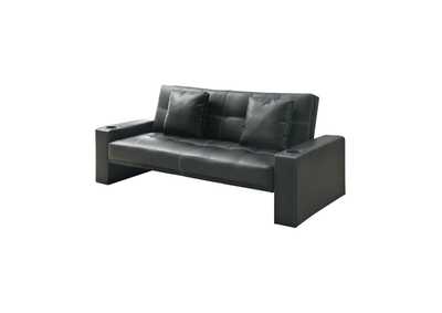 Spears Sofa Bed with Cup Holders in Armrests Black