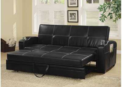 Avril Upholstered Sleeper Sofa Bed With Cup Holders Black,Coaster Furniture