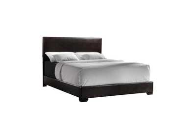 Conner Queen Upholstered Panel Bed Black and Dark Brown