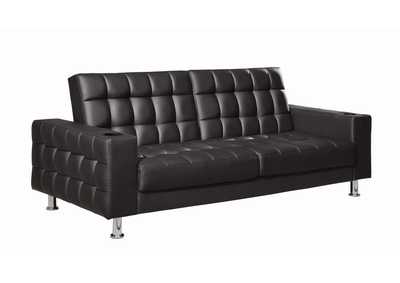 Image for Black Brown Faux Leather Sofa Bed