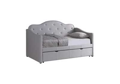 Image for Upholstered Twin Daybed With Trundle Pearlescent Grey