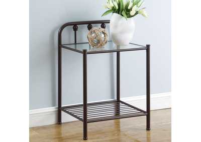 Image for Livingston 1-shelf Nightstand with Glass Top Dark Bronze
