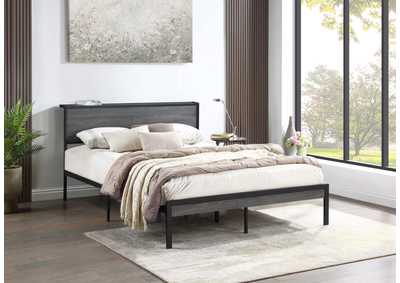 Ricky Queen Platform Bed Grey and Black