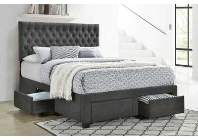 Image for Soledad Eastern King 4-drawer Button Tufted Storage Bed Charcoal