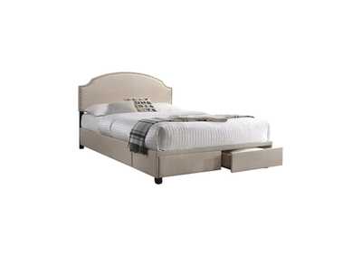 Image for Niland Eastern King 2-Drawer Upholstered Storage Bed Beige