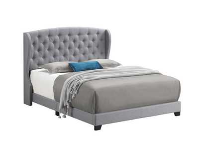 Image for Krome Eastern King Upholstered Bed with Demi-wing Headboard Smoke