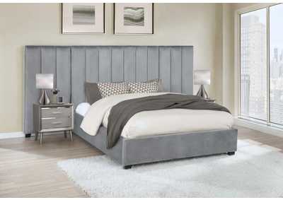 Image for Arles Upholstered Bedroom Set Grey With Side Panels