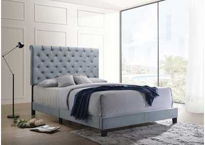 Warner Eastern King Upholstered Bed Slate Blue