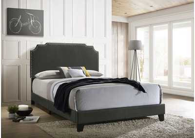Tamarac Upholstered Nailhead Queen Bed Grey