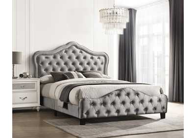 Image for Bella Upholstered Tufted King Panel Bed Grey