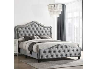 Bella Upholstered Tufted Panel Bed Grey