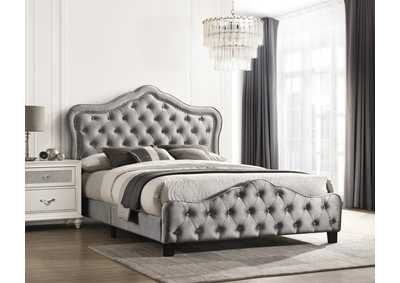 Image for Bella Upholstered Tufted Panel Bed Grey