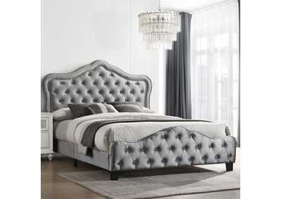 Image for Bella Upholstered Tufted Panel Bed Grey
