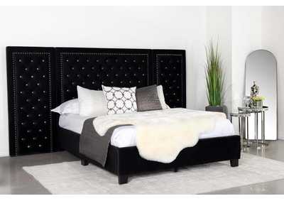 Image for Hailey Upholstered Platform Eastern King Bed With Wall Panel Black