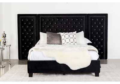 Hailey Upholstered Platform Eastern King Bed with Wall Panel Black,Coaster Furniture
