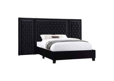 Hailey Upholstered Platform Queen Bed with Wall Panel Black,Coaster Furniture
