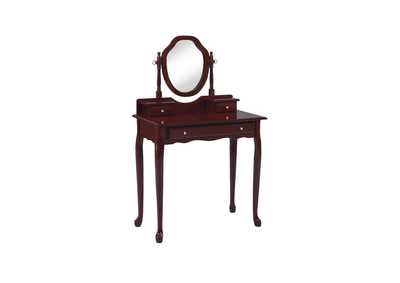 Image for 2-piece Vanity Set with Upholstered Stool Brown Red
