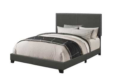 Boyd Full Upholstered Bed with Nailhead Trim Charcoal
