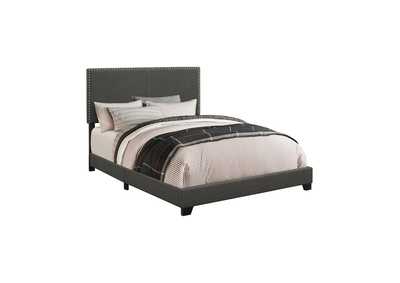 Image for Boyd Twin Upholstered Bed with Nailhead Trim Charcoal