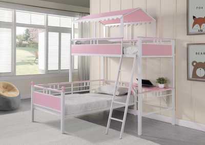 Image for Alexia Twin Over Twin Workstation Bunk Bed Pink And White