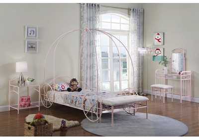 Massi Twin Canopy Bed Powder Pink,Coaster Furniture