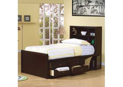 Image for Phoenix Full Bookcase Bed With Underbed Storage Cappuccino