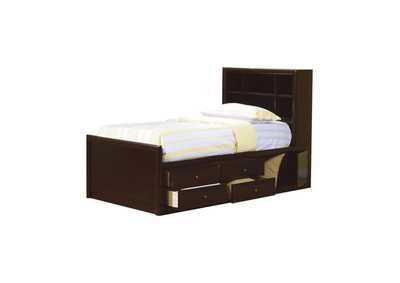 Image for Phoenix Full Bookcase Bed with Underbed Storage Cappuccino