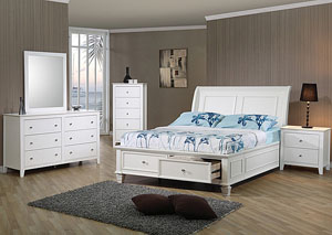 Selena White Twin Storage Bed w/Dresser & Mirror
